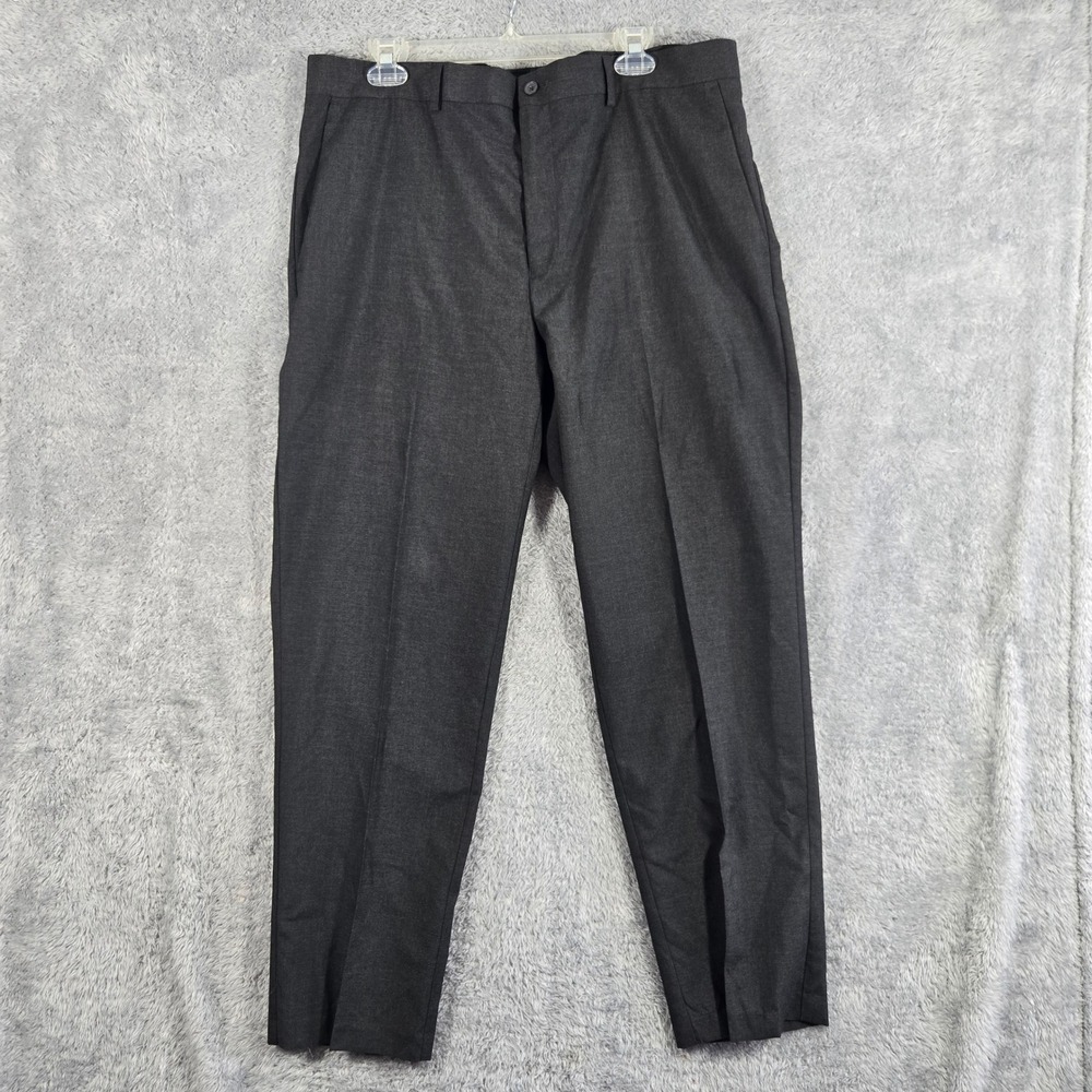 Alfani Slim Fit Dress Pants Mens 36x30 Charcoal Gray Flat Front Trousers